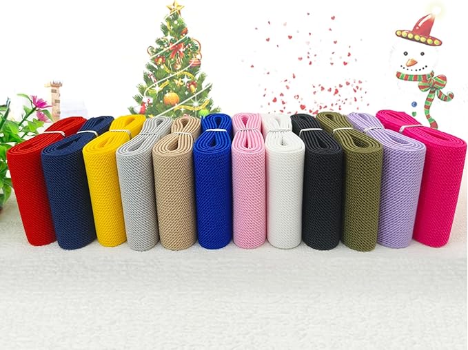 Wide Knit Elastic Band for Sewing 3 inch Assortment 12Yards Double-Side Twill Woven Elastic Heavy Stretch Elastic Spool for Pants Waistband, Wigs, Skirts, Craft DIY Projects