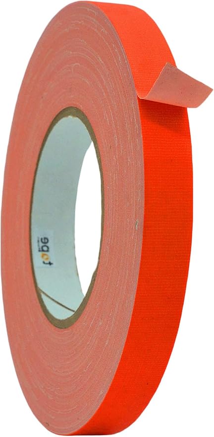 WOD GTC12 Gaffer Tape, Fluorescent Orange Low Gloss Finish Film, 1 inch x 60 ft. Residue Free, Non Reflective Cloth Fabric, Secure Cords, Water Resistant, Photography, Filming Backdrop, Production