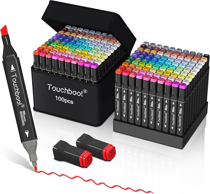 100 Color Alcohol Markers,Dual Tip Art Marker Pen, Classic Series Alcohol Felt Permanent Markers, Animation Art Sketch Sketching, Alcohol-based Markers