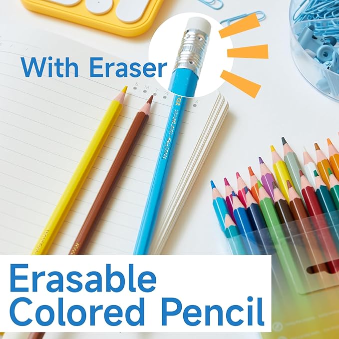 24 Pack Colored Pencils, Soft Core, 48 Count Pre-sharpened Coloring Pencils Bulk, Erasable Vibrant Colour Pencil for Painting, Drawing, Sketching, Ideal Back to School Supplies