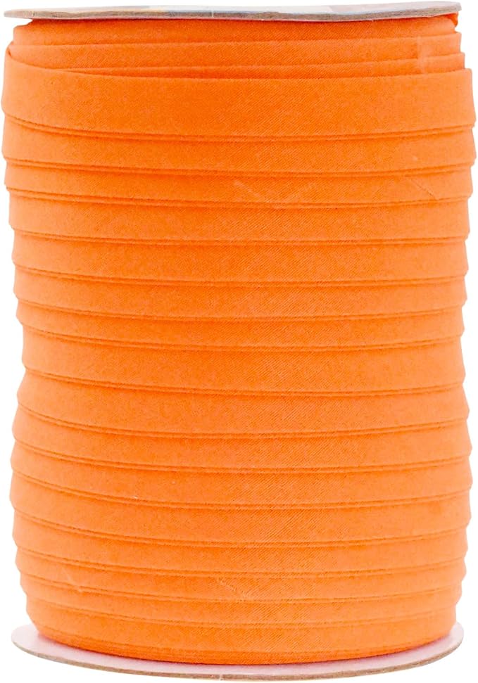 Mandala Crafts 55 Yards 1/2 Inch Orange Double Fold Bias Tape for Sewing - Bias Binding Tape for Quilting Binding, Hemming, Seam, and Fabric Piping