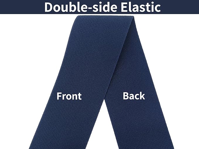 Navy Blue Knit Elastic Band 3 inch 5 Yards Double-Side Twill Woven Elastic Heavy Stretch Elastic Spool for Sewing Pants Waistband, Wigs, Skirts, Craft DIY Projects (#18)