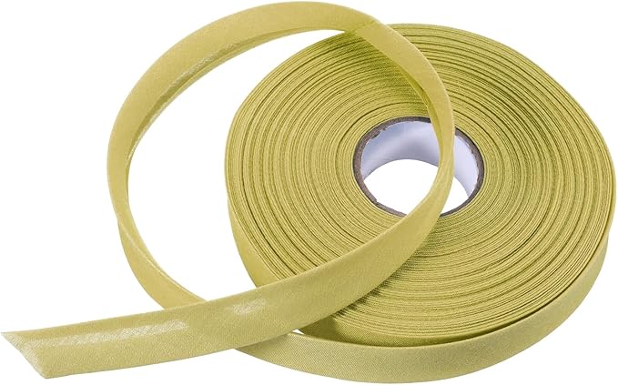 MECCANIXITY 3/4 Inch Single Fold Bias Tape Polyester Continuous Bulk Bias Tape for Sewing, Seaming Quilting Hemming Binding Crafts (Gold 25 Yards)