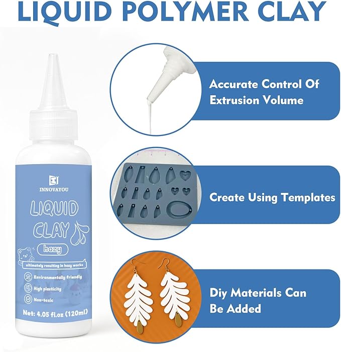 INNOVAYOU 120ml Hazy Liquid Polymer Oven-Bake Clay, Baking Molding, Very for DIY Decorations, Jewelry, Toys, Household Items