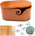 Large Oval Wooden Yarn Bowl Set – Portable Crochet Bowl with 9 Knitting Hooks + 5 Hooks + Yarn Ball, Complete Holiday Gift for Beginners & Enthusiasts Mother's Day gift