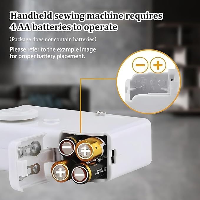 Handheld Sewing Machine, Portable and Easy-to-Use Mini Sewing Machine, Battery and USB Operated, Ideal for Beginners and Home Use - White