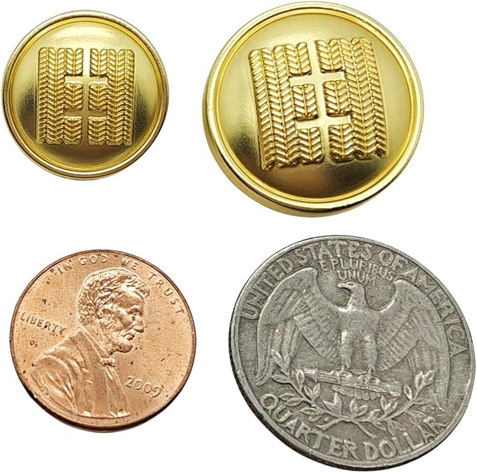 14 Pieces Gold Metal Blazer Button Set 18mm 23mm for Blazers, Suits, Sport Coats, Sewing, Uniform, Jackets (MBM44)