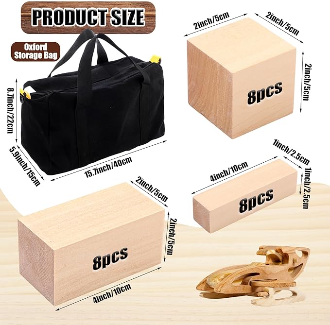 Therwen 45pcs Wood Carving Kit Included 16 Whittling Knife Chisel Set with Leather Storage Bag, 24 Basswood Carving Blocks, Wood Whittling Tool for Beginners Enthusiasts Craft Gift for Christmas