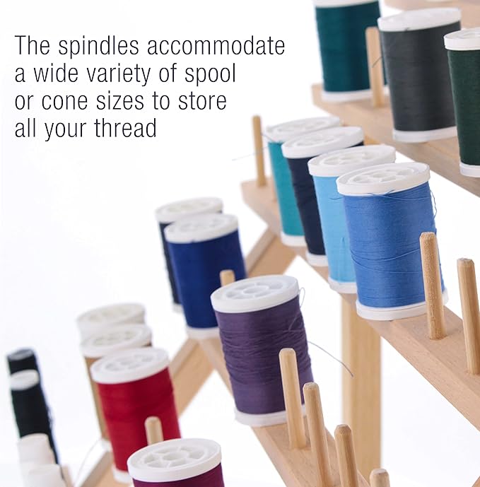 US Art Supply Premium 60-Spool Thread Holder: Wooden Sewing & Embroidery Thread Storage Organizer