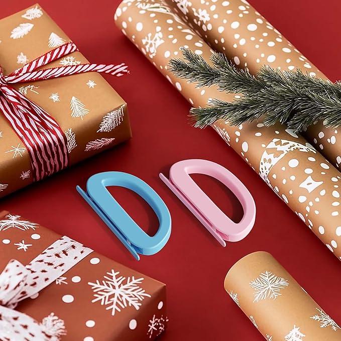 Dual Ended Wrapping Paper Cutter 2-Pack (4 Blades), Sliding Gift Wrap Cutter for Wrapping, Paper Cutting Tool for Christmas, Holidays, and Birthdays