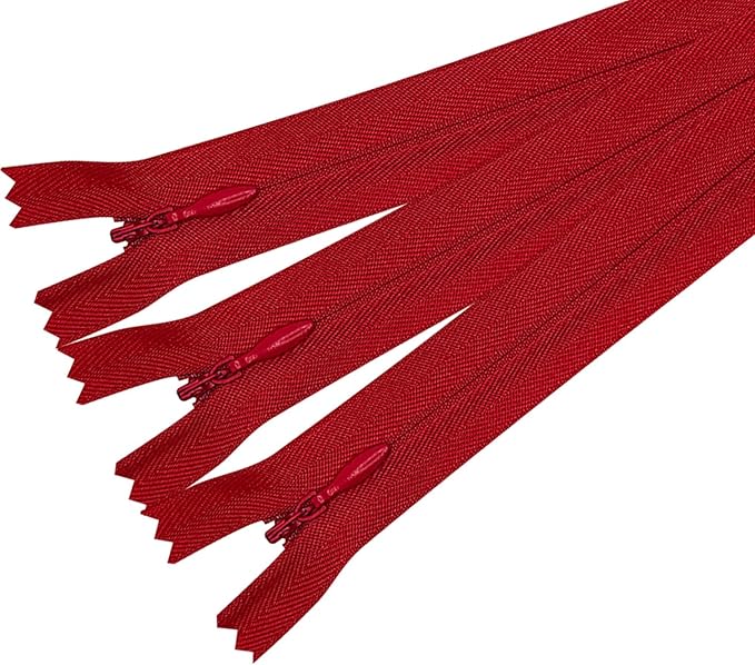 ANPURZII 3PCS #3 20 Inch Red Invisible Zippers for Sewing Skirts, Nylon Coil Bulk Zippers for Pocket, Pillow(Red 20" 3PCS)