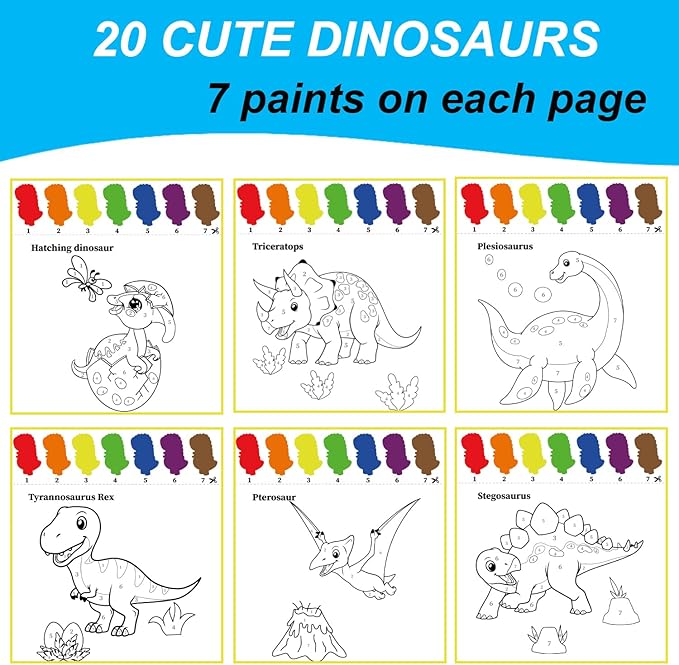 ALNETI Paint with Water Coloring Books for Toddlers - Watercolor Painting Activities for Kids Ages 3-5 5-7 - Dinosaur Arts and Crafts Activity Kit - Dino Gifts for Boys 3 5 4 Year Old - Kid Art Craft