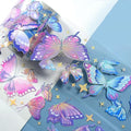 1Roll Laser Butterfly Wide Scrapbooking Tape, Transparent PET Tape Decorative Masking Tape Stickers Washi Tapes for Bullet Journal Supplies DIY Crafts