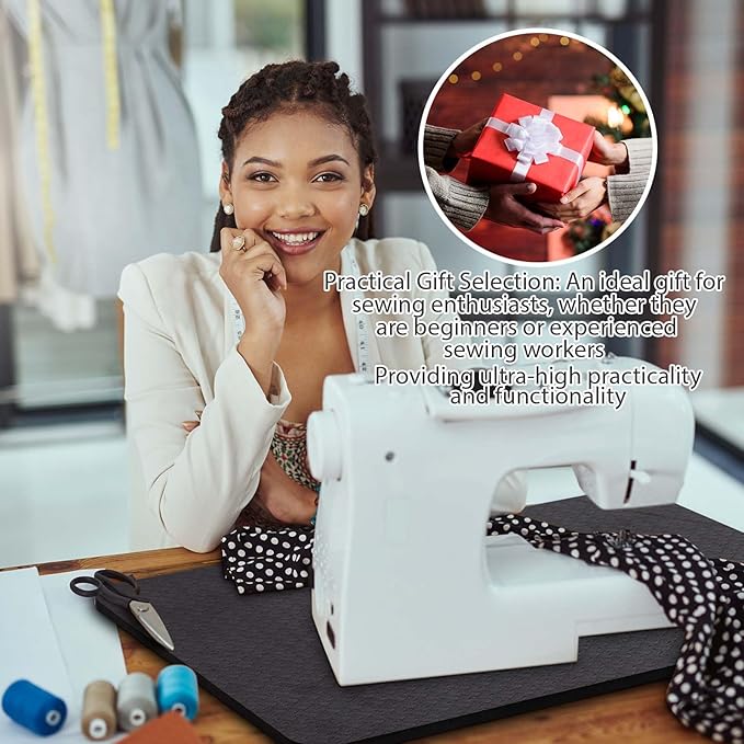 3 Pcs Sewing Machine Muffling Mat Pedal Mat Sewing Machine Pad No Slip Rubber Stay in Place Mats for Calms Vibration(Black,15 x 20 Inch,14 x 9 Inch,14 x 11 Inch)