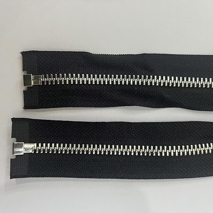 5-Pack Bright Silver Metal Zipper, 31 Inch Separating Jacket Zipper for Crafts, Coat, Windbreaker, Vest and DIY Clothing Projects