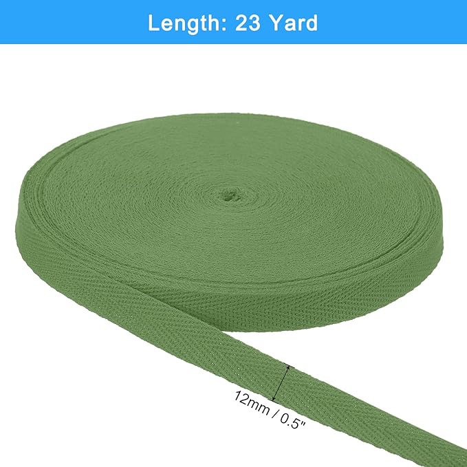 uxcell 23 Yards Cotton Twill Tape, 1/2-inch Herringbone Webbing Ribbon Bias Binding Tapes for Clothes Sewing, DIY Crafting (Blue Green)