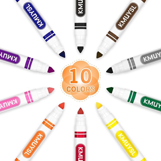 KMUYSL 160 Count Washable Markers Bulk, 10 Assorted Colors - Broad Line Conical Tip Coloring Markers, School Art Supplies & Back to School Essentials, Teacher Classroom Must Haves