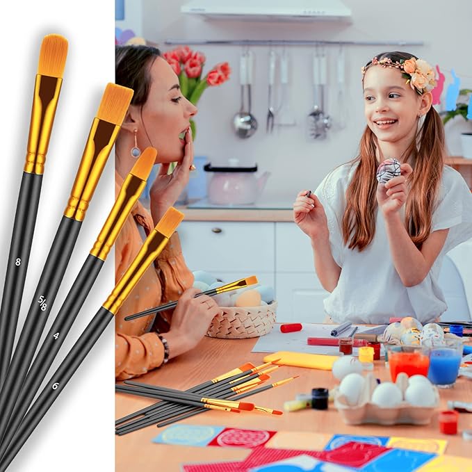 Paint Brush Set, 10 Pcs Paint Brushes for Acrylic Painting, Round Pointed Tip Detail Small Paint Brush for Oil Watercolor Canvas Face Body Boards Rock, Adult Drawing Arts Crafts Supplies, Black