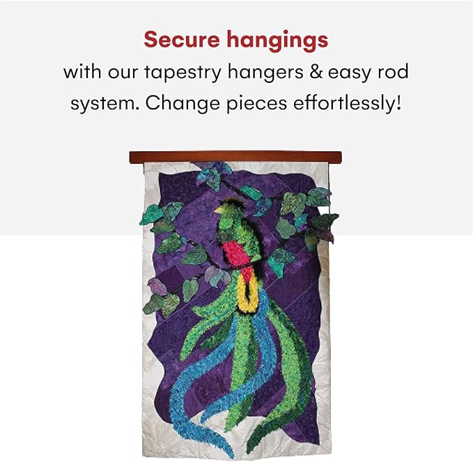 Precision Quilting Tools Quilt Hanger Rack, Knob-Less Modern Wooden Design for Wall Hanging to Clamp Quilts, Rugs, Blanket Holder, Tapestry Hangers, Quilting Tools, Mounted Quilt Rack (48-inch)