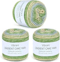 Aeelike Cake Yarn for Crocheting, 3 Skeins Gradient Cake Yarn 100g (3.52 oz) 245m (267 Yards), Super Soft Ombré Yarns Cake Rainbow Cotton Yarn for Making Colorful Crafts, Green Gradient