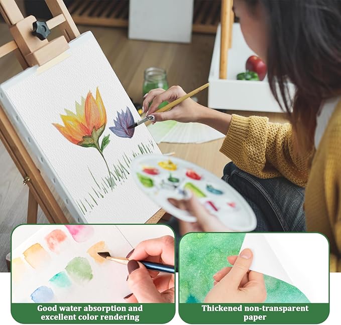 Tlenpo Watercolor Paper Pad, 8.5 x11 in, 30 Sheets Artist Painting Drawing Paper Book, Art Supplies for Adults Kids, 140lb/300gsm, Glue Bound Watercolor Sketchbook for Watercolors, Art Painting