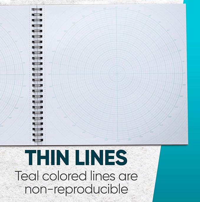 KOALA TOOLS - Circular Grid Sketchbook with Polar Coordinate Graph Paper, Polar Grid for Circular Designs, Mandala, and Geometric Patterns, 8.5 x 8.5 inches, 60 pages - Pack of 1