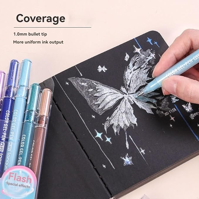 Double Blinking Color Glitter Gel Pen, 16 Color Sparkle Gel Pens for Adult Coloring Books Drawing Doodling, 1.0mm Coloring Pens for Kids Adults DIY Birthday Cards