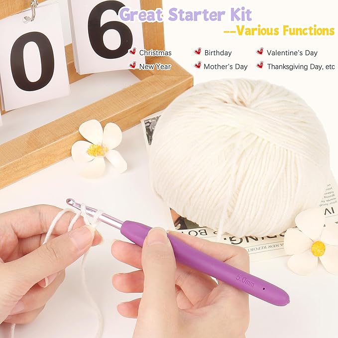 Katech Cotton Yarn for Crocheting-55% Cotton 45% Acrylic-4 Medium (Worsted)-Super Soft Milk Cotton Yarn-Great Crochet and Knitting Starter Kit for Colorful Craft（Beige）