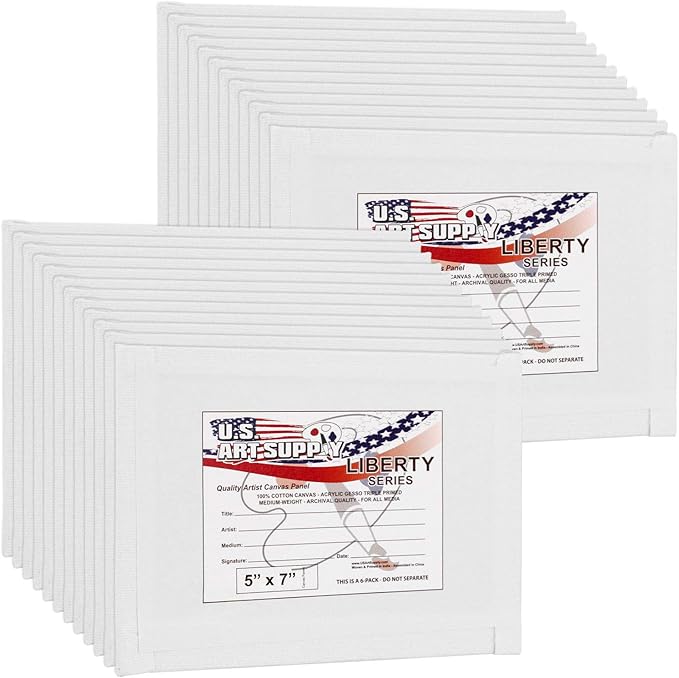 US Art Supply 5 X 7 inch Professional Artist Quality Acid Free Canvas Panels 24 Pack (1 Full Case of 24 Single Canvas Panels)