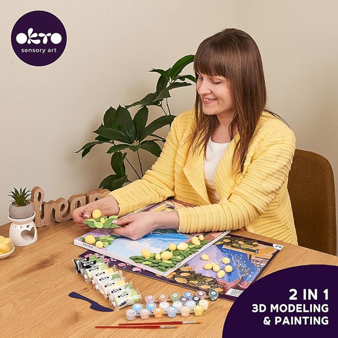 OKTO Art Kit Lemon Weekend | Arts & Crafts DIY Painting with Modeling Claу | Claу Kit for Painting | Painting Kits for Adults for Home Decoration Clay for Adults