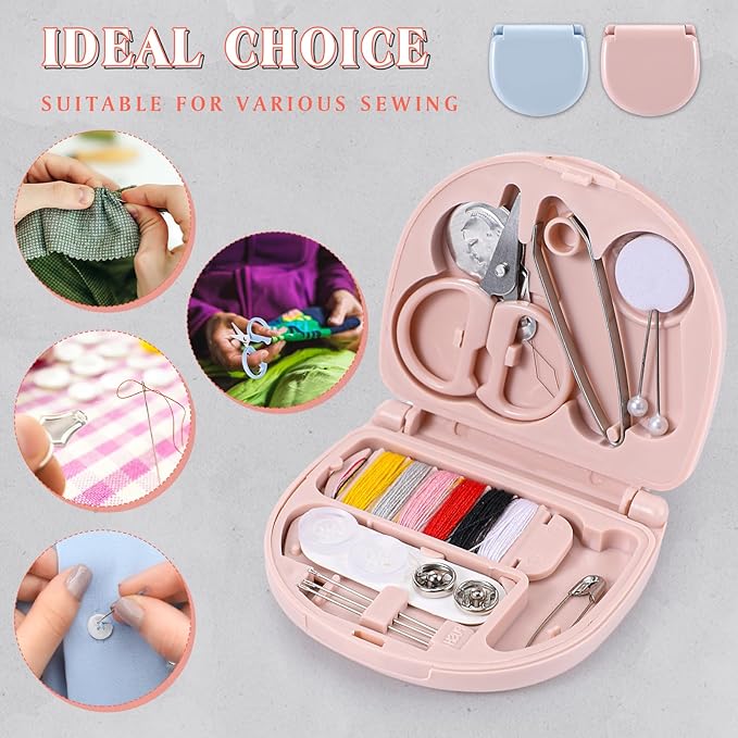 Yuxung 100 Pieces Mini Travel Sewing Kit Basic Portable Emergency Sewing Repair Kit in Bulk with Threads Scissors Needles for Beginner Traveler Hotel Charity Homeless