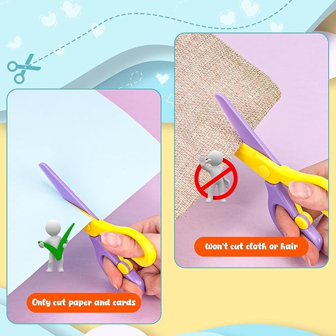 LovesTown Toddler Scissors, 4PCS Adaptive Blunt Tip Training Safety Scissors for Kids, Child Hand-Eye Coordination Development, Early Preschool Development Tools, Stocking Stuffer DIY Craft Projects