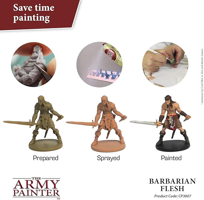 The Army Painter Colour Primer Barbarian Flesh, 400 mL Acrylic Spray Primer, Spray Paint Basecoat for Miniature Priming, Tabletop Roleplaying, Boardgames, and Wargames Miniature Modelling