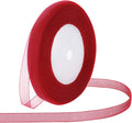 Red Ribbon for Gift Wrapping 3/8 inch Sheer Organza Ribbon for Flower Bouquet Tulle Chiffon Ribbons for Wedding Invitations Christmas Halloween Decorations Crafts 50 Yards