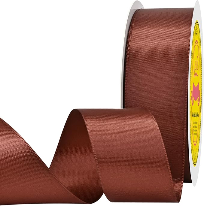 Double Face Rust Satin Ribbon 1-1/2 inch X 50 Yards Polyester Rust Ribbon for Gift Wrapping Very Suitable for Weddings Party Hair Bow Invitation Decorations and More