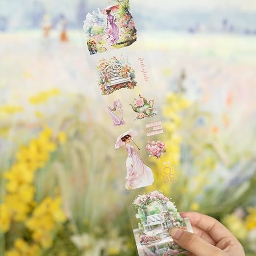 Victorian PET Tape Set, 6 Rolls Pre-Cut Ephemera for Junk Journaling, Scrapbooking, Crafting, DIY Projects, Diaries, and Art Supplies