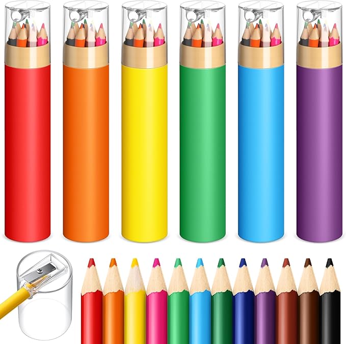 12 Pack Christmas Colored Pencils Gifts Bulk with Sharpener, 12 Color Travel Portable Presharpened Pencil Pack, Colored Pencils Set for Adults Christmas Charity Arts Supplies Painting