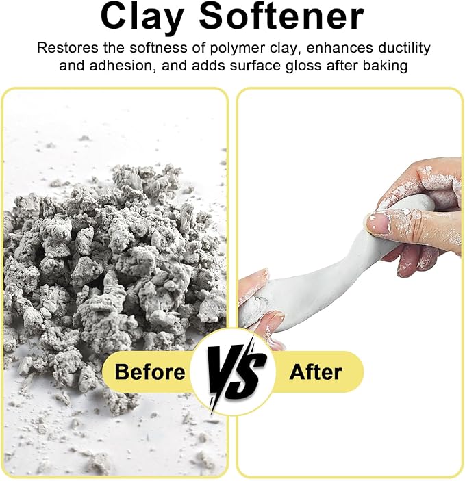 EIGTWEN 120ml Clay Softener for Polymer Clay, Non-Toxic and Dye-Free, Restores The Softness of Polymer Pottery, Enhances Ductility and Adhesion, and Adds Surface Gloss After Baking