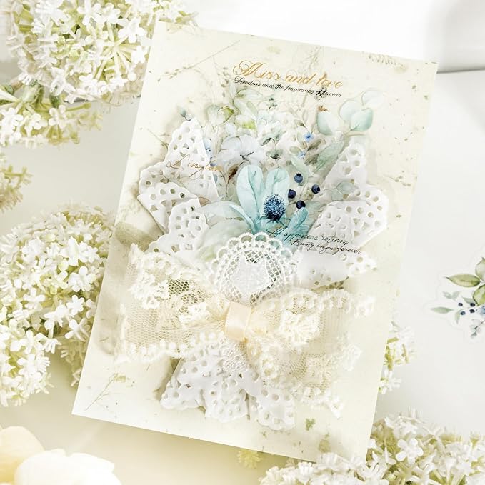 120 PCS Pastel Watercolor Nature Floral Botanical Stickers - Elegant Scrapbooking Supplies Vintage Flower Stickers for Journals, Christmas Decoration, Wedding Card, Wedding Planner