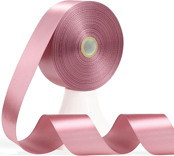 60 Yards Rosy Mauve Satin Ribbon 1-1/2 Inch, Solid Mauve Pink Polyester Fabric Ribbon for Gift Wrapping, Crafts, Flower Bouquet, Wedding, Baby Shower, Festival, Christmas