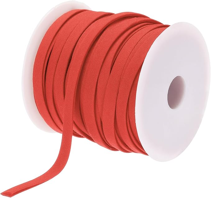 MECCANIXITY 1/4 Inch Double Fold Bias Tape Polyester Continuous Bulk Bias Tape for Sewing,Seaming Quilting Hemming Binding Crafts (Red 25 Yards)