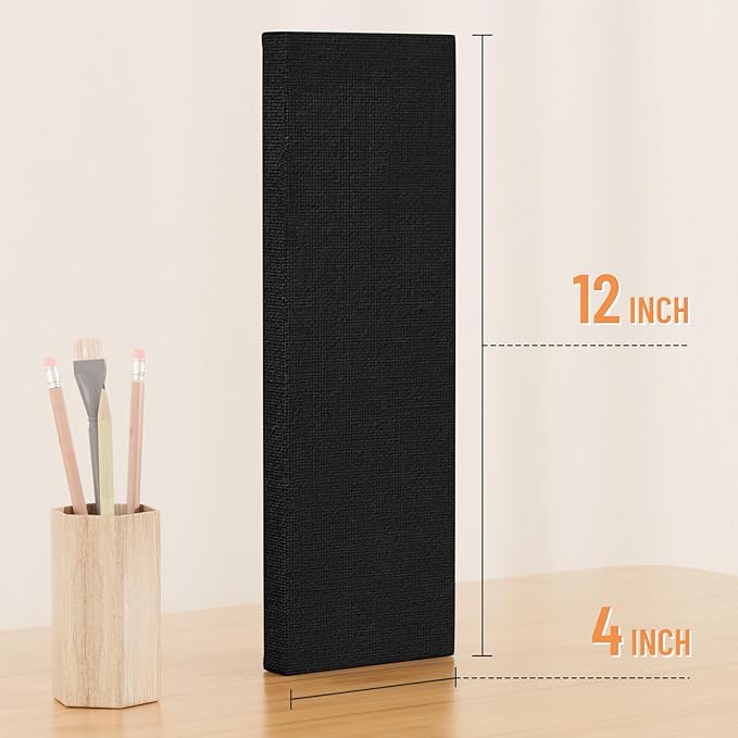 Stretched Canvas for Painting 4x12 Inch (3Pack) - 100% Cotton Triple Primed White Artist Canvas Boards, Blank for Acrylic, Oil, Watercolor - Professional Art Supplies