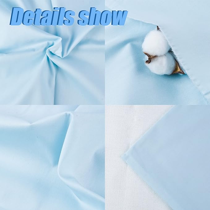 2 Yard Baby Blue Cotton Fabric, Natural Cotton Poplin Fabric by The Yard, 59 Inches Wide 100% Cotton Fabric, Soft Embroidery Muslin Quilting Material for Sewing Material Apparel Cloth