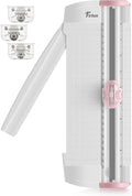 Firbon 3-in-1 Paper Cutter, 9" Compact A5 Paper Trimmer with Straight Cut, Scoring & Perforating Blades for Cardstock, Scrapbooking, Crafting, Labels & Home Office (Pink)