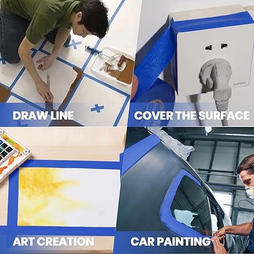 ADHES Upgrade Blue Painters Tape, Masking Tape for Painting 6 Rolls x 1.88 Inch x 60 Yards, Blue Paint Tape No Residue Outdoor Anti UV Multi Surface Use, Total 360 Yards