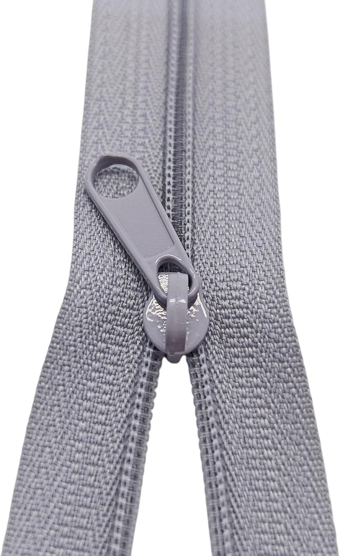 MebuZip #3 Nylon Coil Zippers by The Yard Bulk Zipper Roll Zipper Tape 10 Yards with 25pcs Pulls for Sewing Tailor DIY Craft Bags Pillows (Grey 10Yards)