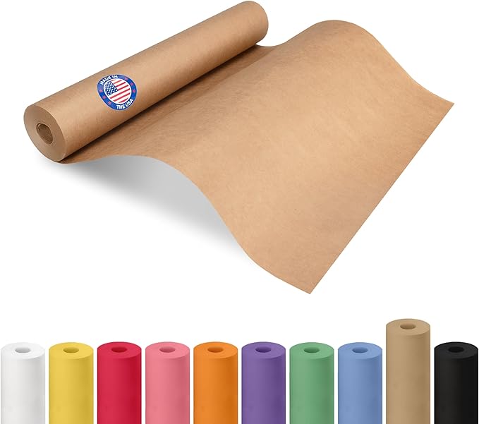 18" x 1200" (100 feet) Brown Kraft Paper Roll - USA-Made Quality Craft Paper for Gift Wrapping, Kids' Arts & Crafts, School Projects - 100% Recycled Natural Material 50lb Thickness by IDL Packaging