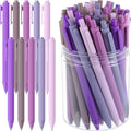 Crtiin 50 Pcs Gel Ink Pens Bulk, Black Ink 0.5mm Fine Point Retractable Pen Smooth Writing Office Supplies for Teacher Server Nurse Christmas Charity Donation Valentine (Purple Series)