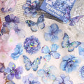 Doraking 60 Pieces Glitter Shiny Flower Stickers for Journaling, Waterproof Decorative Decal for Scrapbooking Supplies Journal Planners Art Crafts Photo Album Decor (Blue)