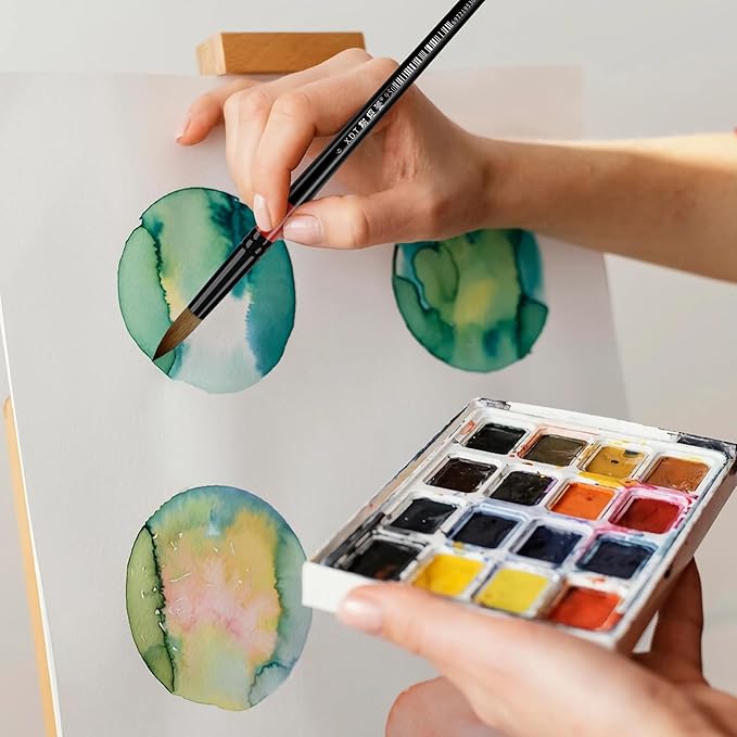 XDT#950-B Round Paint Brush 5 Pcs, Soft Natural Hair for Watercolor Painting Acrylic Painting and Gouache Ink Craft Painting